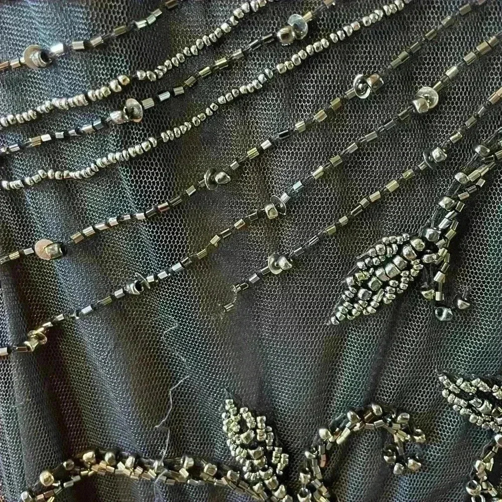 NEW PISARRO NIGHTS Beaded Double V-Neck Dress Navy Blue - Picture 8 of 12